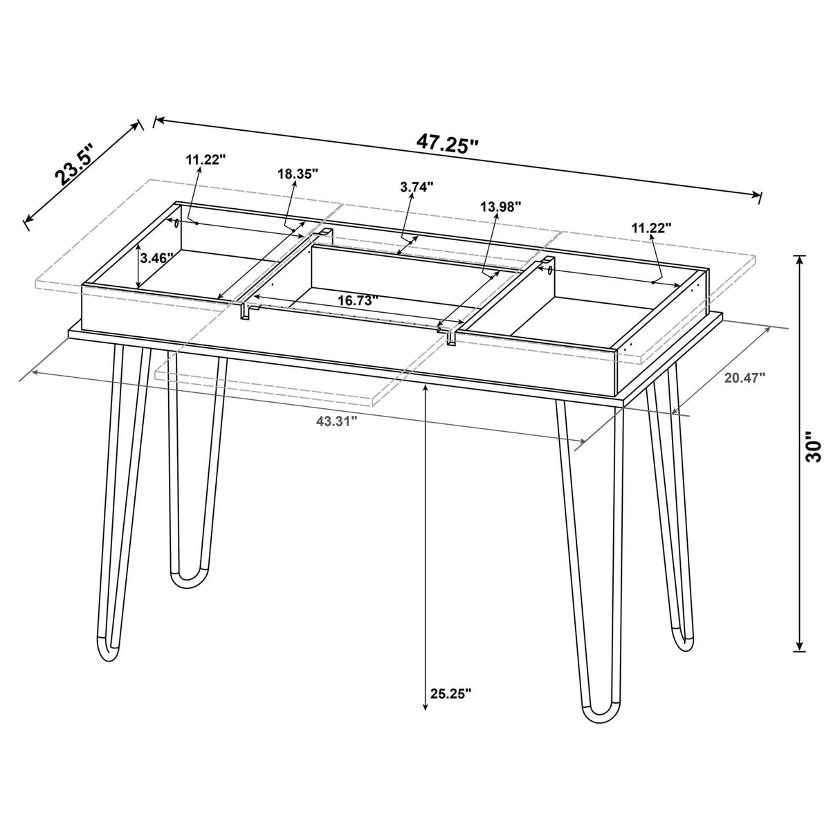 Sheeran Rustic Amber Writing Desk with 4 Hidden Storages