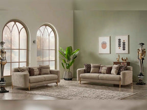 Shelby Beige 2-Piece Living Room Set (Sofa & Loveseat) by Furnia at Eve Furniture
