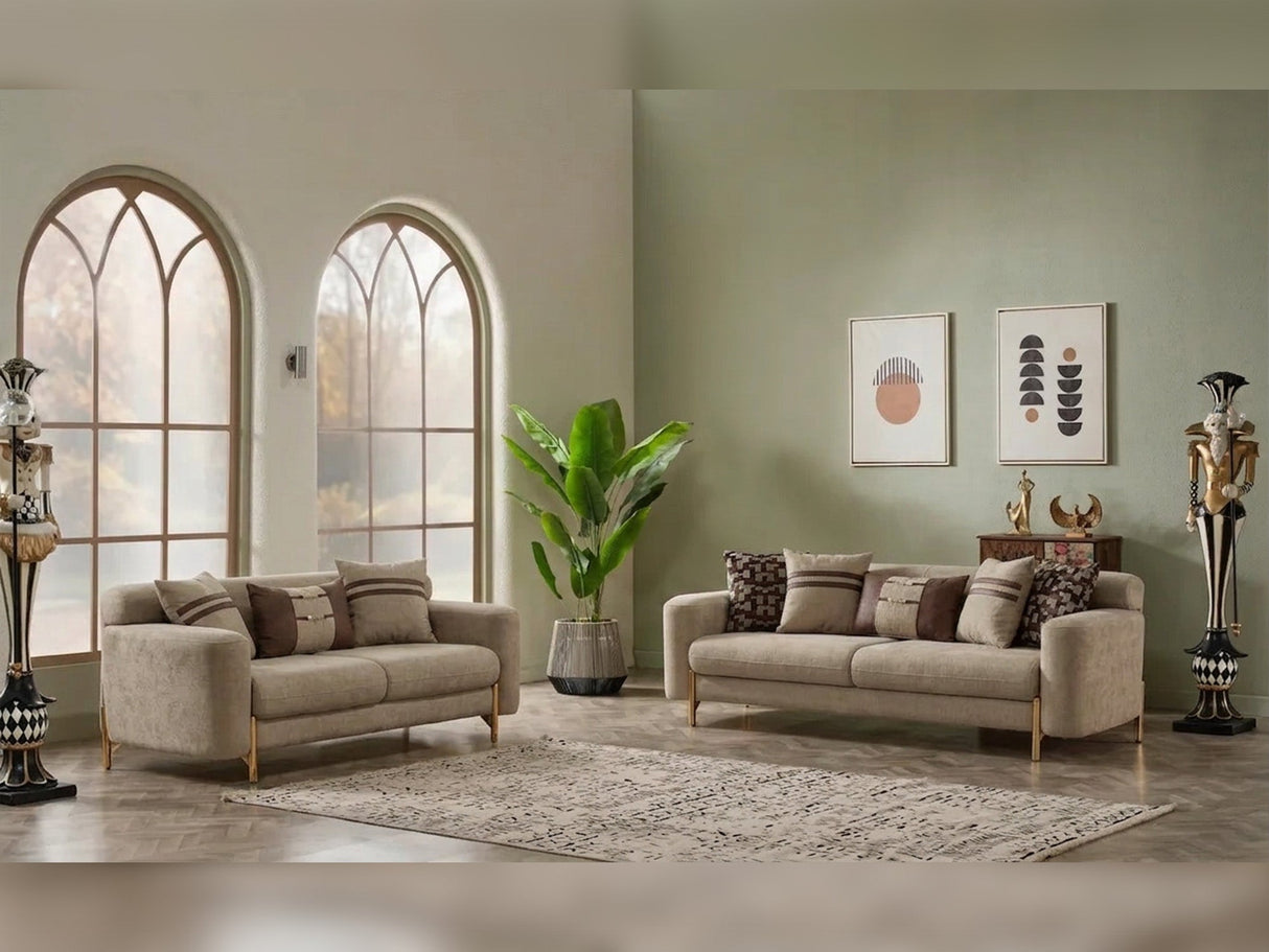 Shelby Beige 2-pieces Livingroom Set by Furnia at Eve Furniture