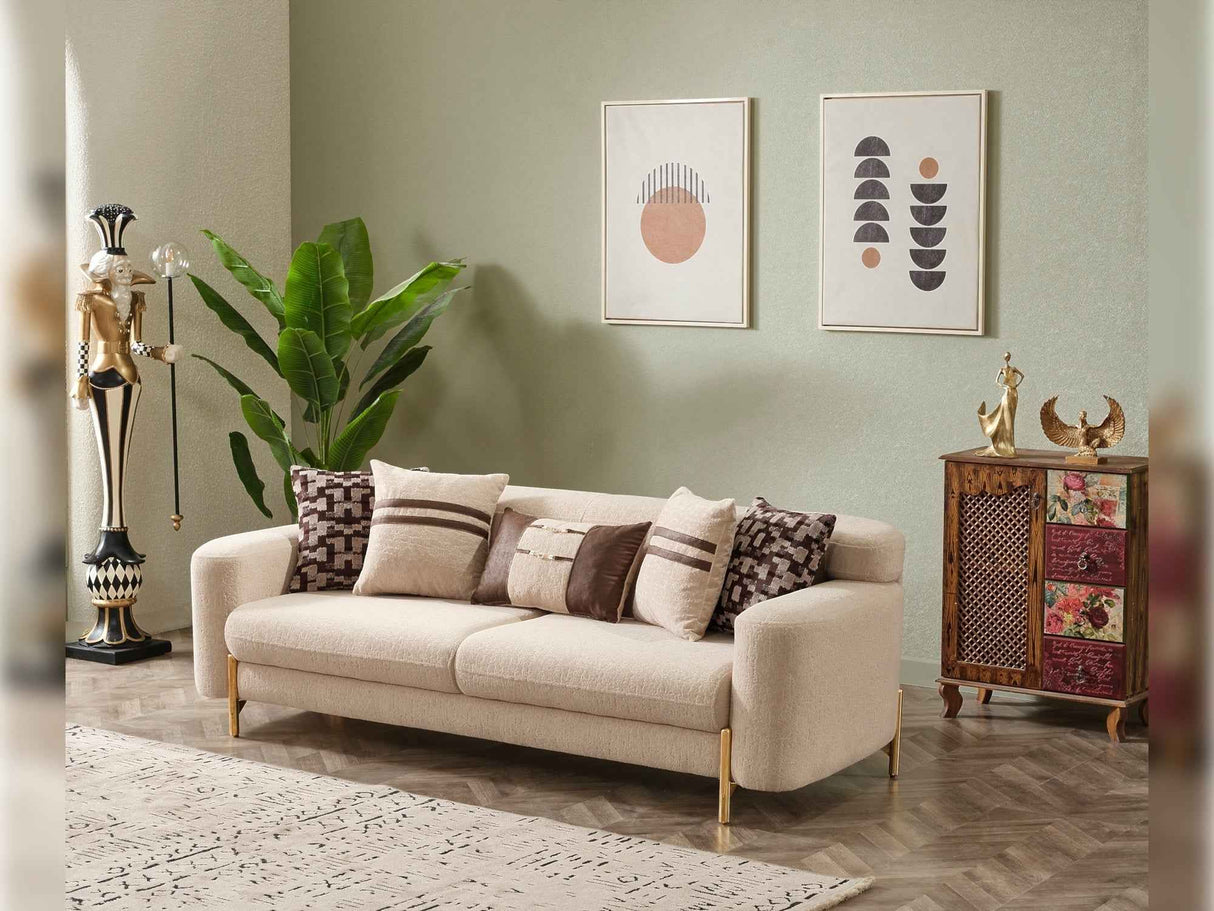 Shelby Beige 4-Piece Living Room Set (2 Sofa & 2 Chair)