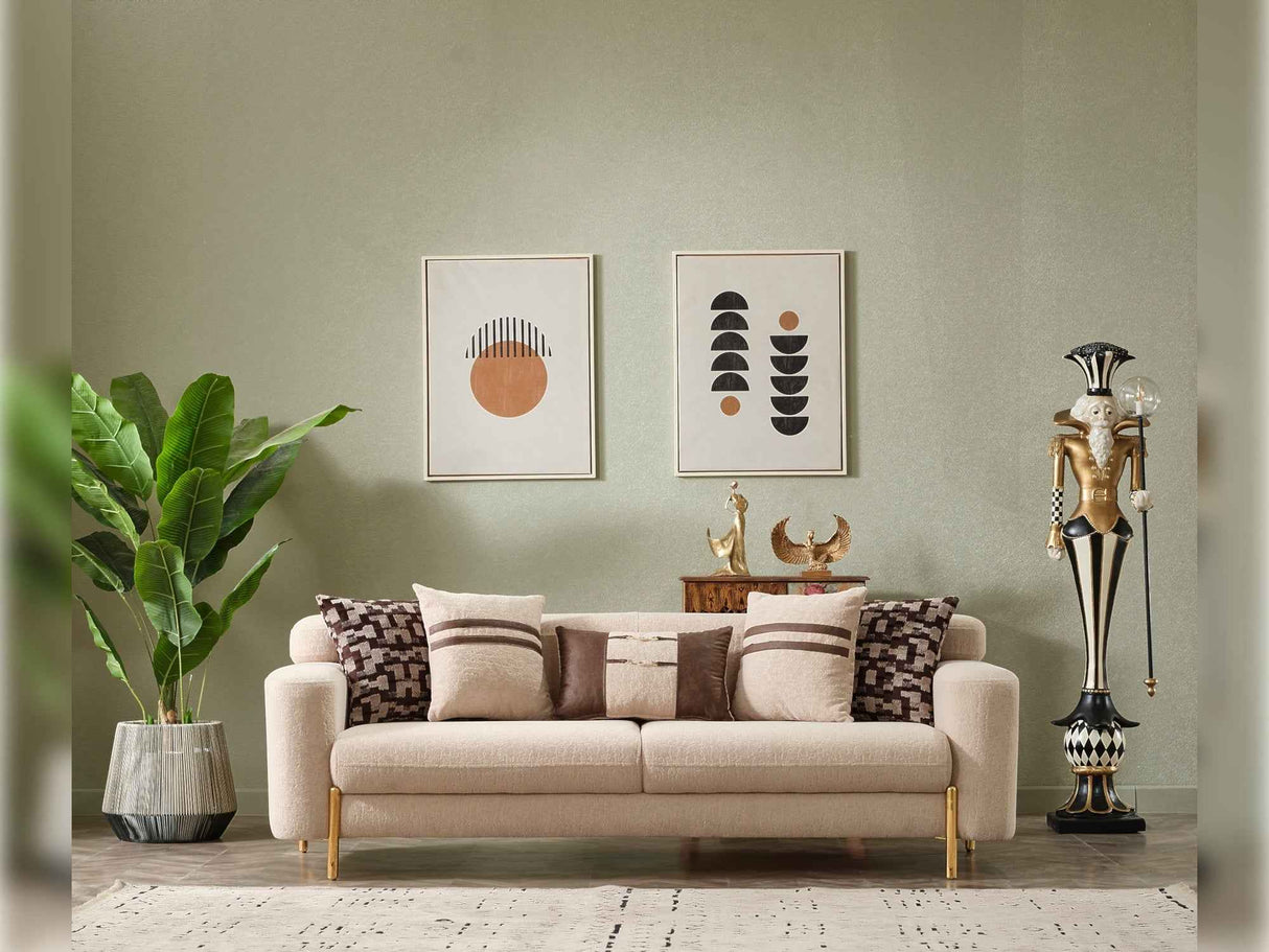 Shelby Beige 4-Piece Living Room Set (2 Sofa & 2 Chair)