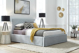Shelby California King Skirted Footboard Storage Panel Bed in Sky by Modus Furniture at Eve Furniture