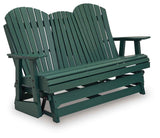 Shell Beach Green Outdoor Loveseat Glider by Ashley at Eve Furniture