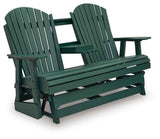 Shell Beach Green Outdoor Loveseat Glider by Ashley at Eve Furniture