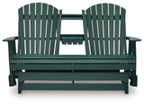 Shell Beach Green Outdoor Loveseat Glider by Ashley at Eve Furniture