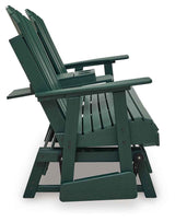 Shell Beach Green Outdoor Loveseat Glider by Ashley at Eve Furniture