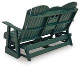 Shell Beach Green Outdoor Loveseat Glider by Ashley at Eve Furniture