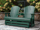 Shell Beach Green Outdoor Loveseat Glider by Ashley at Eve Furniture