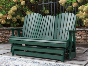 Shell Beach Green Outdoor Loveseat Glider by Ashley at Eve Furniture
