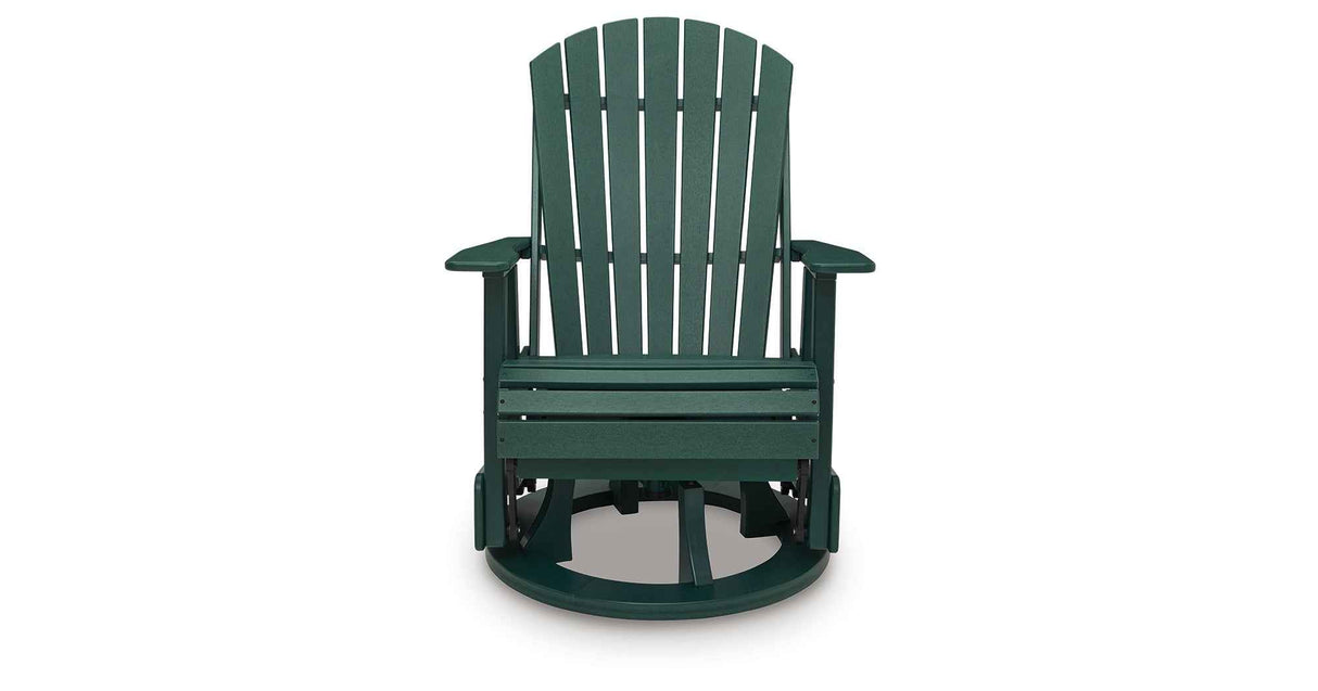 Shell Beach Green Outdoor Swivel Glider Chair by Ashley at Eve Furniture