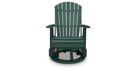 Shell Beach Green Outdoor Swivel Glider Chair by Ashley at Eve Furniture