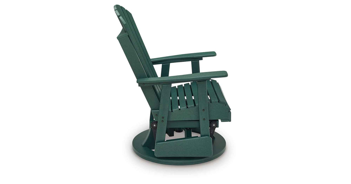 Shell Beach Green Outdoor Swivel Glider Chair by Ashley at Eve Furniture