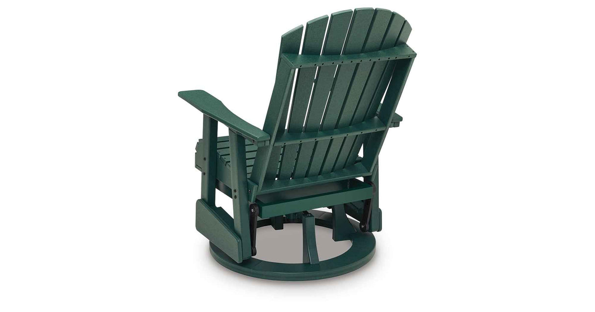 Shell Beach Green Outdoor Swivel Glider Chair by Ashley at Eve Furniture