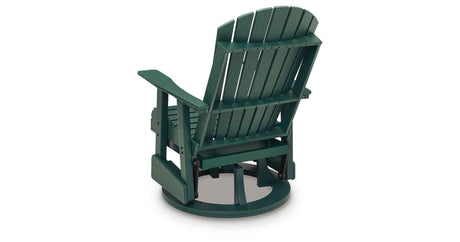 Shell Beach Green Outdoor Swivel Glider Chair by Ashley at Eve Furniture