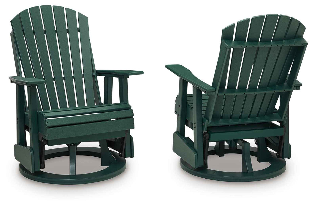 Shell Beach Green Outdoor Swivel Glider Chair by Ashley at Eve Furniture