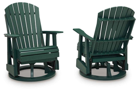 Shell Beach Green Outdoor Swivel Glider Chair by Ashley at Eve Furniture