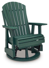 Shell Beach Green Outdoor Swivel Glider Chair by Ashley at Eve Furniture