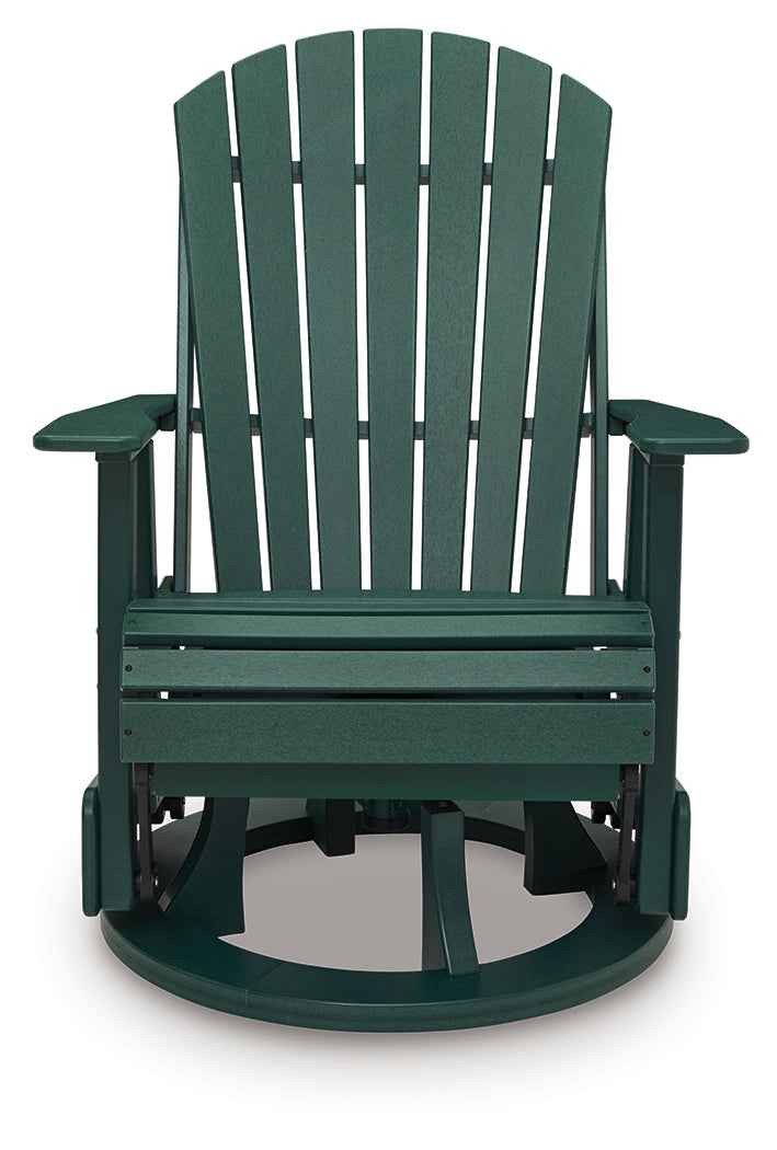 Shell Beach Green Outdoor Swivel Glider Chair by Ashley at Eve Furniture