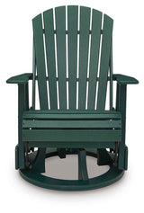 Shell Beach Green Outdoor Swivel Glider Chair by Ashley at Eve Furniture