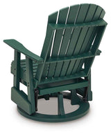 Shell Beach Green Outdoor Swivel Glider Chair by Ashley at Eve Furniture