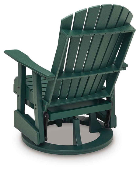Shell Beach Green Outdoor Swivel Glider Chair by Ashley at Eve Furniture