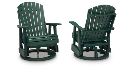 Shell Beach Green Outdoor Swivel Glider Chair by Ashley at Eve Furniture