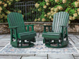 Shell Beach Green Outdoor Swivel Glider Chair by Ashley at Eve Furniture