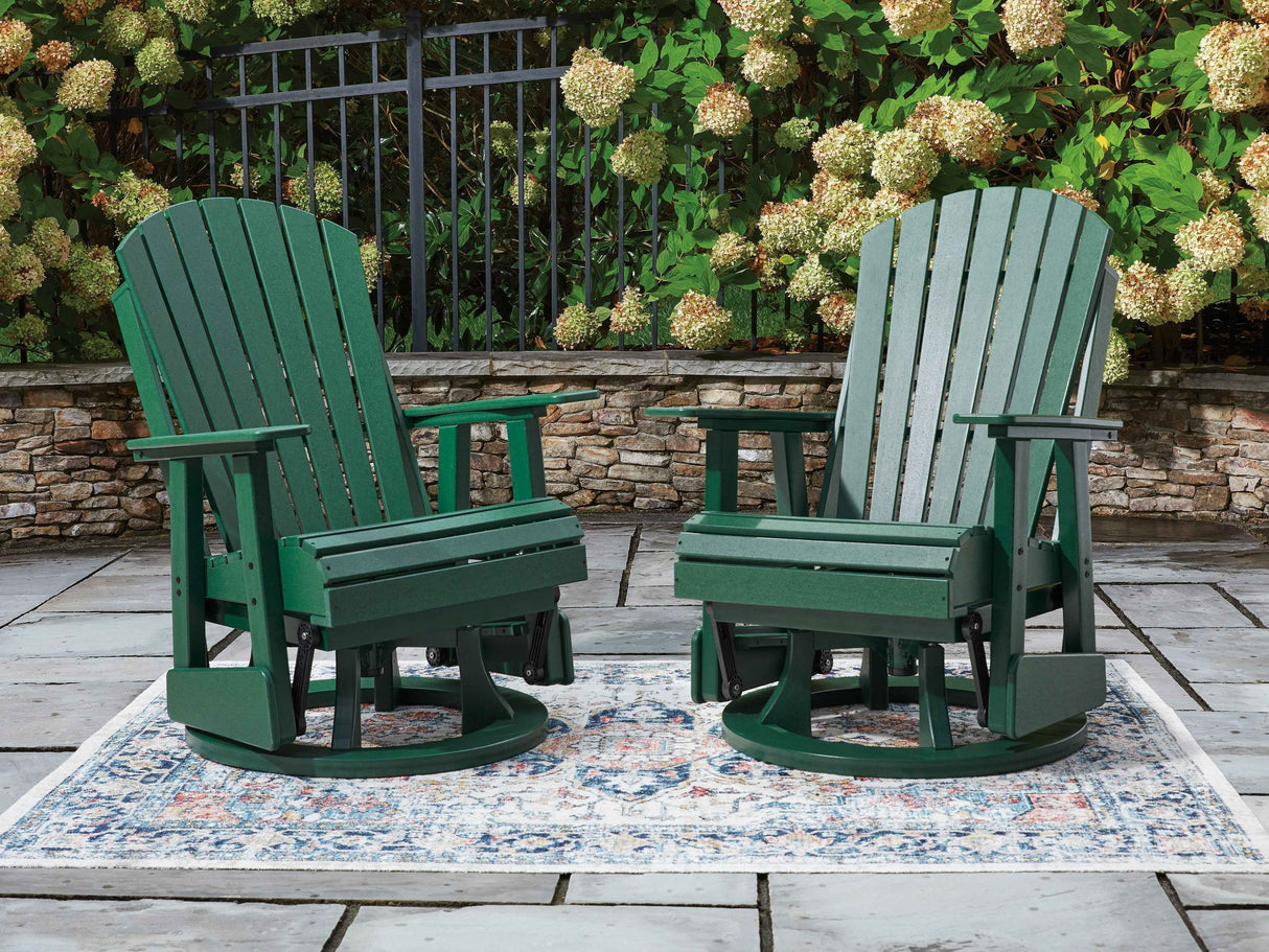 Shell Beach Green Outdoor Swivel Glider Chair by Ashley at Eve Furniture