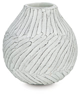 Shelvie Distressed White Vase by Ashley at Eve Furniture