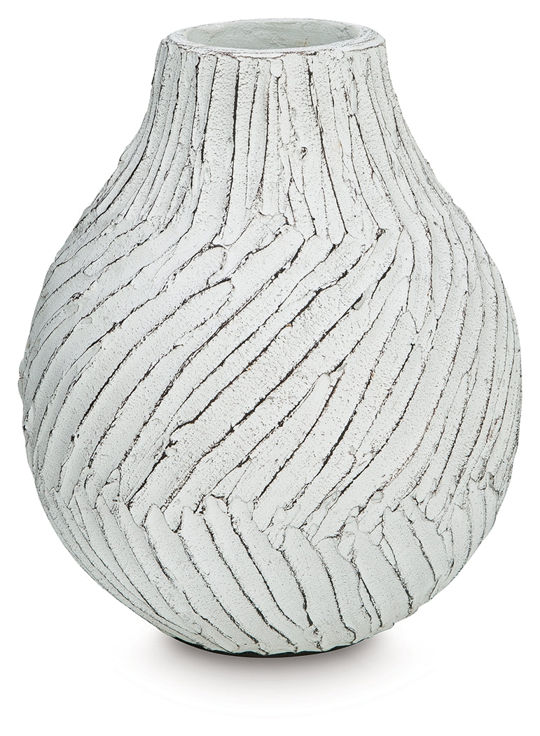 Shelvie Distressed White Vase by ASHLEY FURNITURE at Eve Furniture