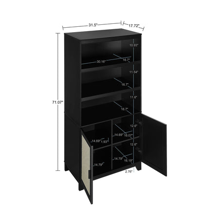 Sheridan 4-Piece Set: Bookcase, TV Stand, Sideboard, End Table in Black by Manhattan Comfort at Eve Furniture