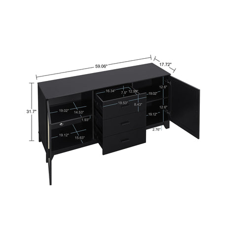 Sheridan 4-Piece Set: Bookcase, TV Stand, Sideboard, End Table in Black by Manhattan Comfort at Eve Furniture