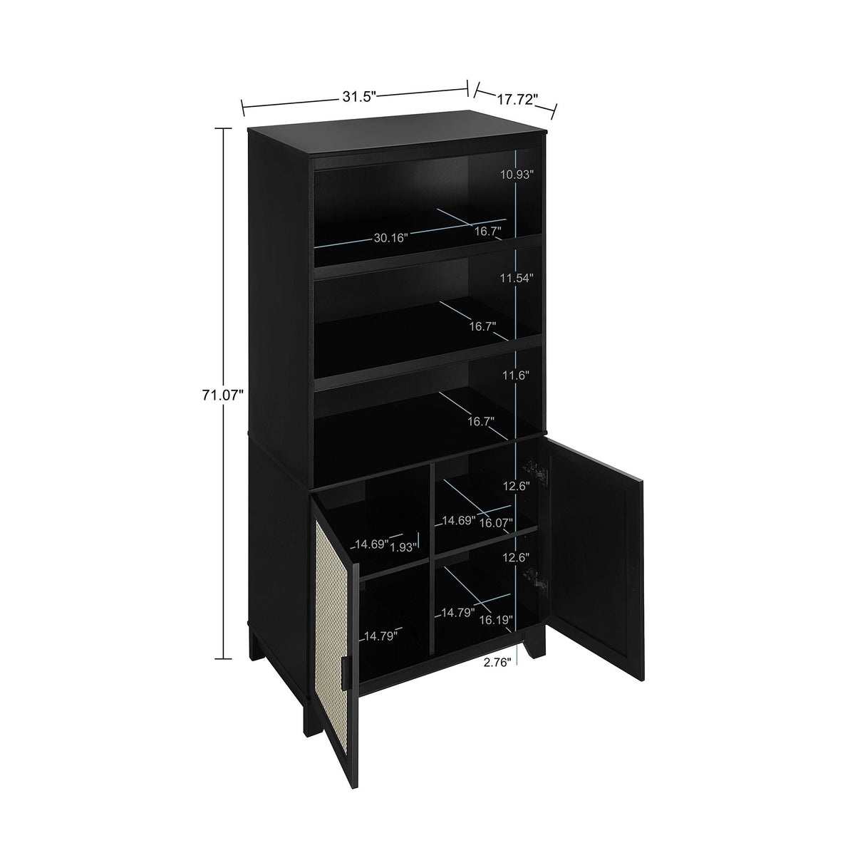 Sheridan 4-Piece Set: Bookcase, TV Stand, Sideboard, End Table in Black by Manhattan Comfort at Eve Furniture