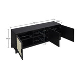 Sheridan 4-Piece Set: Bookcase, TV Stand, Sideboard, End Table in Black by Manhattan Comfort at Eve Furniture