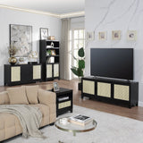 Sheridan 4-Piece Set: Bookcase, TV Stand, Sideboard, End Table in Black by Manhattan Comfort at Eve Furniture