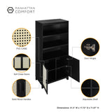 Sheridan 4-Piece Set: Bookcase, TV Stand, Sideboard, End Table in Black by Manhattan Comfort at Eve Furniture