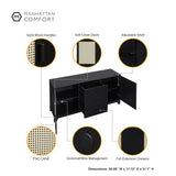 Sheridan 4-Piece Set: Bookcase, TV Stand, Sideboard, End Table in Black by Manhattan Comfort at Eve Furniture