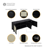 Sheridan 4-Piece Set: Bookcase, TV Stand, Sideboard, End Table in Black by Manhattan Comfort at Eve Furniture