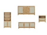 Sheridan 4-Piece Set: Bookcase, TV Stand, Sideboard, End Table in Nature by Manhattan Comfort at Eve Furniture