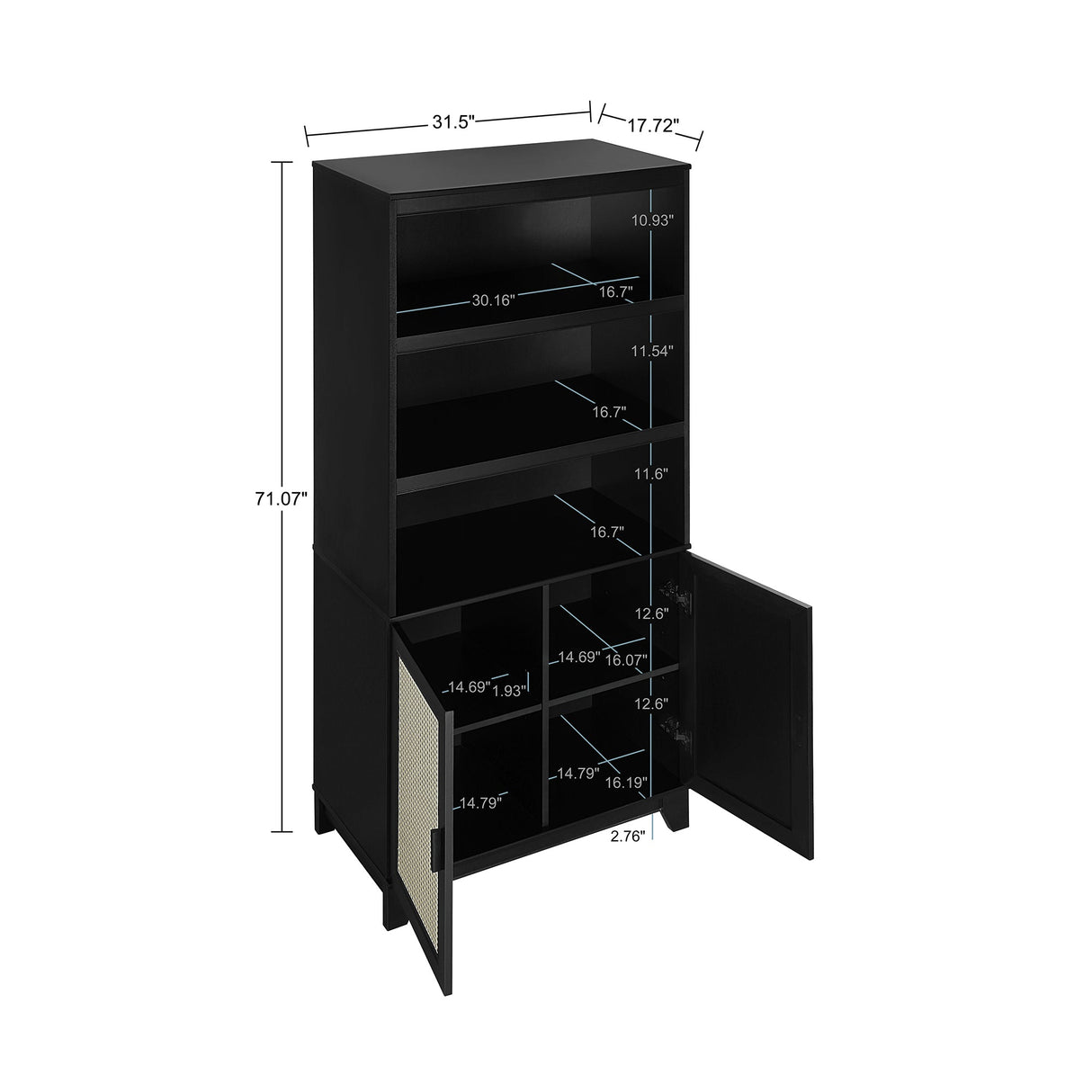 Sheridan Bookcase Cabinet in Black (set of 2) by Manhattan Comfort at Eve Furniture