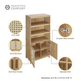 Sheridan Bookcase Cabinet in Nature by Manhattan Comfort at Eve Furniture