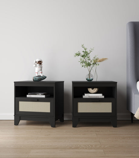 Sheridan Nightstand in Black (set of 2) by Manhattan Comfort at Eve Furniture