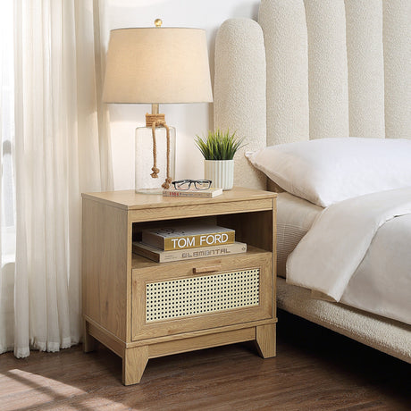 Sheridan Nightstand in Nature by Manhattan Comfort at Eve Furniture