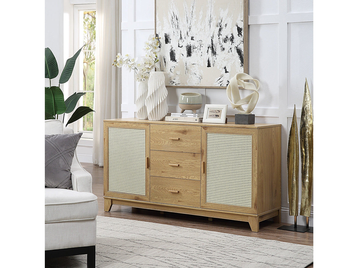 Sheridan Sideboard Cabinet in Nature by Manhattan Comfort at Eve Furniture