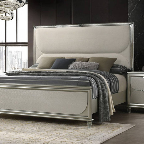 Sheridan Silver, Dark Walnut/White King Bed by Furniture of America at Eve Furniture