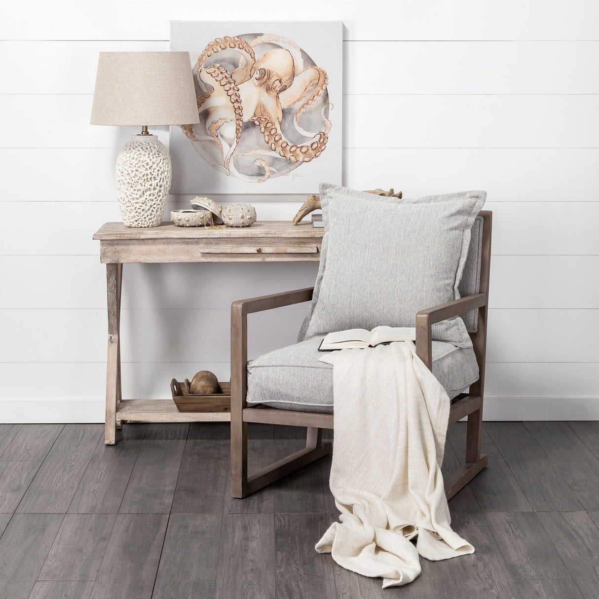 Sherlock Frost Gray Wood Frame Accent Chair by Mercana at Eve Furniture