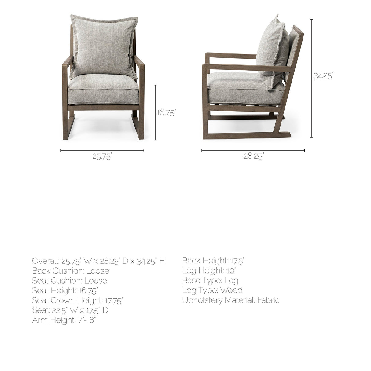 Sherlock Frost Gray Wood Frame Accent Chair by Mercana at Eve Furniture