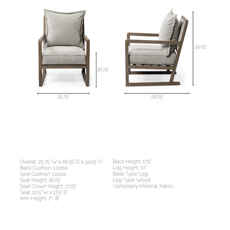Sherlock Frost Gray Wood Frame Accent Chair by Mercana at Eve Furniture