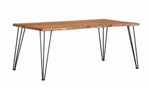 Sherman Natural Acacia and Matte Black Rectangular Dining Table by Coaster at Eve Furniture
