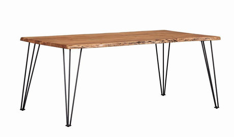 Sherman Natural Acacia and Matte Black Rectangular Dining Table by Coaster at Eve Furniture